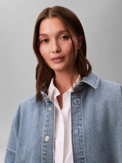 Calvin Klein Jeans naisten farkkupaita DENIM BOYFRIEND SHIRT OVERNIGHT, sininen