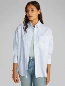 Calvin Klein Jeans naisten paitapusero, WOVEN LABEL RELAXED SHIRT Vaaleansininen