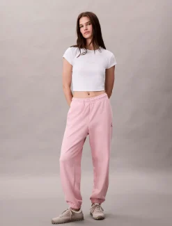 Calvin Klein Jeans naisten collegehousut MONOLOGO FRENCH TERRY JOGGER, vaaleanpunainen