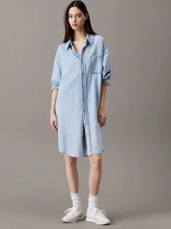 Calvin Klein Jeans naisten mekko, RELAXED DENIM SHIRT DRESS Vaaleansininen