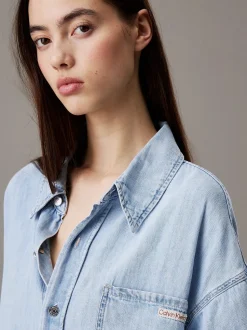 Calvin Klein Jeans naisten mekko, RELAXED DENIM SHIRT DRESS Vaaleansininen