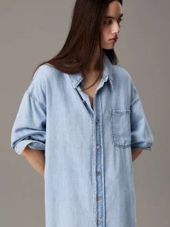 Calvin Klein Jeans naisten mekko, RELAXED DENIM SHIRT DRESS Vaaleansininen