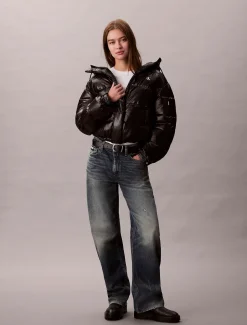 Calvin Klein Jeans naisten talvitakki High Shine Hooded Puffer Jacket, musta