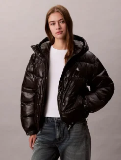 Calvin Klein Jeans naisten talvitakki High Shine Hooded Puffer Jacket, musta