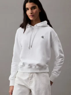 Calvin Klein Jeans naisten huppari, CK EMBROIDERY HOODIE Valkoinen
