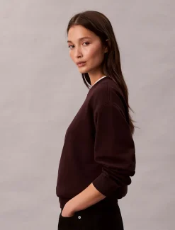 Calvin Klein Jeans naisten collegepaita LS MONOLOGO FRENCH TERRY, tummanruskea