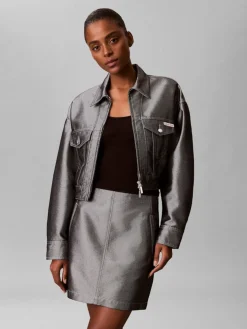 Calvin Klein Jeans naisten hame A LINE SKIRT DENIM SHINE, hopeanharmaa