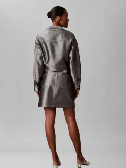 Calvin Klein Jeans naisten hame A LINE SKIRT DENIM SHINE, hopeanharmaa