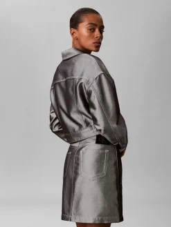 Calvin Klein Jeans naisten hame A LINE SKIRT DENIM SHINE, hopeanharmaa