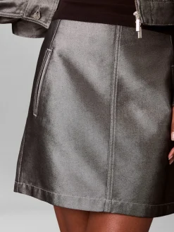 Calvin Klein Jeans naisten hame A LINE SKIRT DENIM SHINE, hopeanharmaa