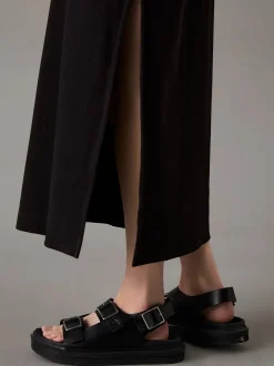 Calvin Klein Jeans naisten mekko, K-MONOLOGO LONG RIB TEE DRESS Musta