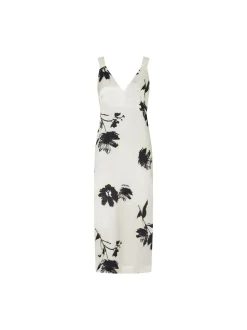 Calvin klein mekko, MODERN FLORAL SLIP DRESS Mustavalkoinen