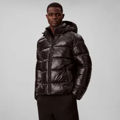 Calvin Klein Menswear LS Glossy Channeled Puffer JKT, musta