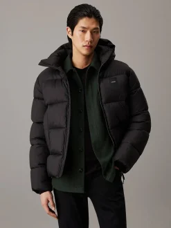 Calvin Klein Menswear Miesten Takki, HOODED QUILT PUFFER Musta