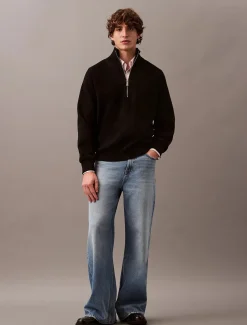 Calvin Klein Menswear miesten neulepusero LS CK TECH KNIT QZ SWEATER 14GG, musta