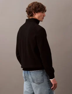 Calvin Klein Menswear miesten neulepusero LS CK TECH KNIT QZ SWEATER 14GG, musta