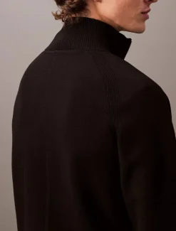 Calvin Klein Menswear miesten neulepusero LS CK TECH KNIT QZ SWEATER 14GG, musta