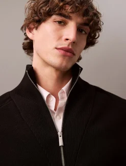 Calvin Klein Menswear miesten neulepusero LS CK TECH KNIT QZ SWEATER 14GG, musta