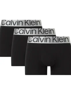 Calvin Klein Miesten Bokserit TRUNK 3PK NOS SILVER WAISTBAND Musta