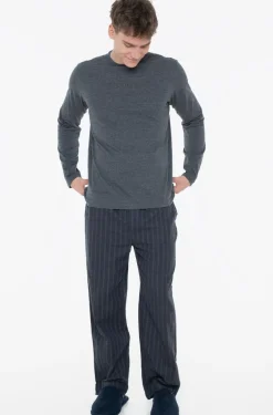 Calvin Klein miesten pyjama LS TEE PANT SET, tummansininen