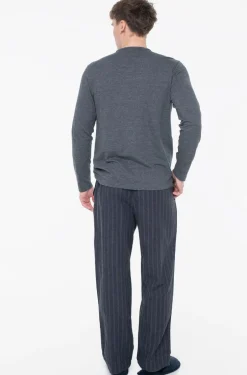 Calvin Klein miesten pyjama LS TEE PANT SET, tummansininen