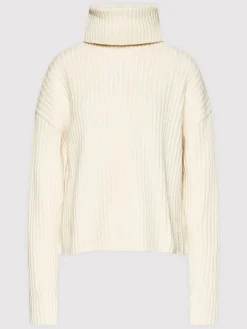 Calvin Klein naisten neulepusero, CHUNKY RIB ROLL NECK SWEATER Luonnonvalkoinen