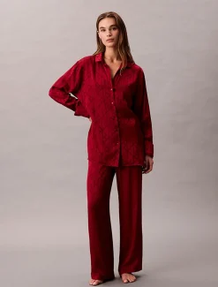 Calvin Klein naisten pyjamapaita, RELAXED AOP SHIRT PUNAINEN