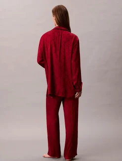 Calvin Klein naisten pyjamapaita, RELAXED AOP SHIRT PUNAINEN