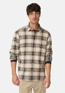 Camel Active miesten flanellipaita STRETCH FLANNEL LS SHIRT LOS, ruskea kuosillinen