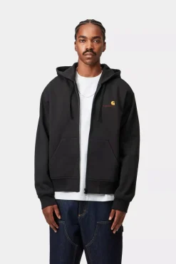 Carhartt miesten huppari Hooded American Script Jacket, musta