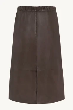 Claire naisten hame, NASIMA LEATHER SKIRT Tummanruskea