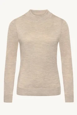 Claire naisten neulepusero Paulia Merinowool Turtle Neck, vaalea beige