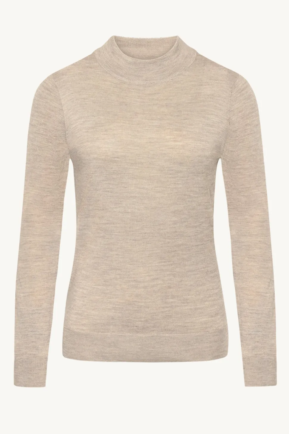 Claire naisten neulepusero Paulia Merinowool Turtle Neck, vaalea beige
