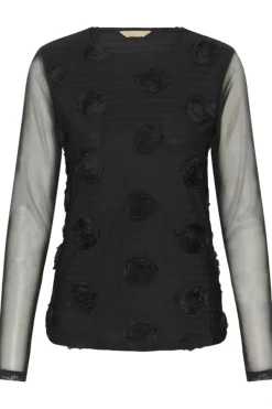 Culture Mascha Mesh O-Neck Blouse, musta