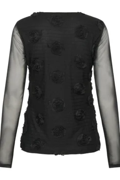 Culture Mascha Mesh O-Neck Blouse, musta