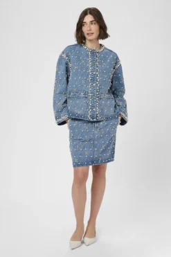 Culture naisten farkkutakki, CUALYS DENIM JACKET Light Blue Wash