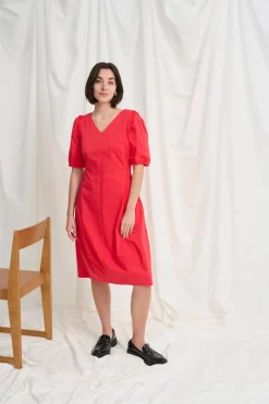 CULTURE, Naisten Mekko, ANTOINETT SS DRESS Fiery Red