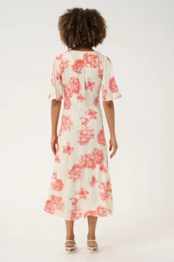 Culture naisten mekko, CUALEXA LONG DRESS White/Redflower