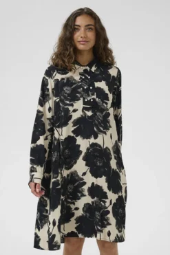 CULTURE naisten mekko, CURACHEL ELITHA SHORT DRESS Black/Offwhite Flowe