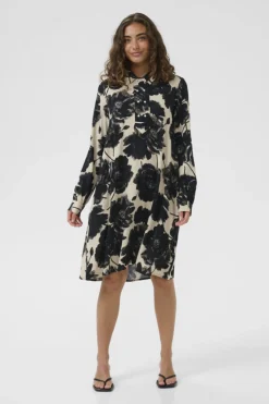 CULTURE naisten mekko, CURACHEL ELITHA SHORT DRESS Black/Offwhite Flowe