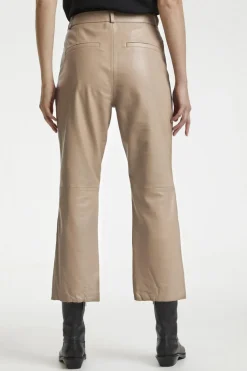 Culture Naisten Nahkahousut, Benja Leather Pant Vaalea Beige