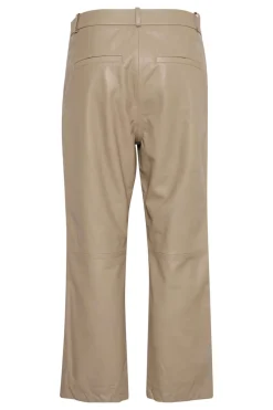 Culture Naisten Nahkahousut, Benja Leather Pant Vaalea Beige