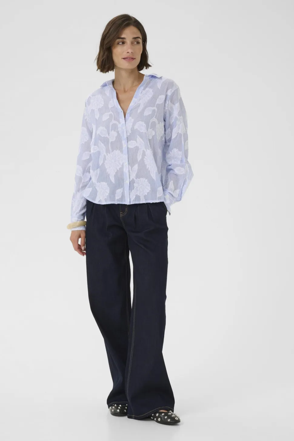 Culture naisten paitapusero Cuzanday Shirt, sinivalkoinen raita