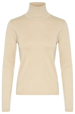 Culture Naisten Poolokauluksellinen Neule, ANNEMARIE ROLLNECK Warm Sand Melange