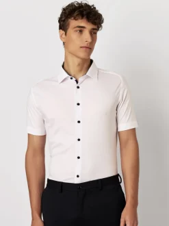 Desoto miesten kauluspaita, 83532-3-001 WHITE SS SHIRT Valkoinen