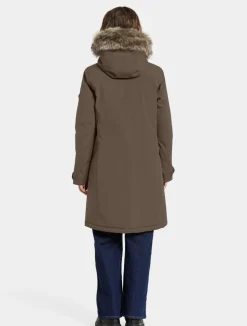 Didriksons naisten parkatakki, ERNA WNS PARKA PU Tummanruskea