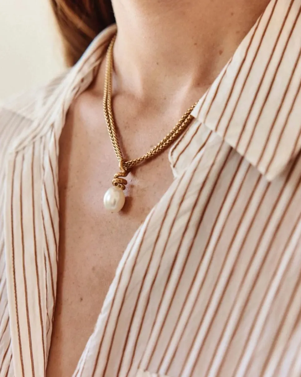 Edblad kaulakoru Swivel Necklace Pearl L, Gold pleated