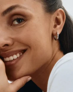 Edblad korvakorut, CHUNKY HOOPS L STEEL 16mm Hopeanharmaa