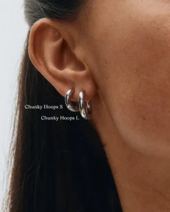 Edblad korvakorut, CHUNKY HOOPS S STEEL 14mm Hopeanharmaa