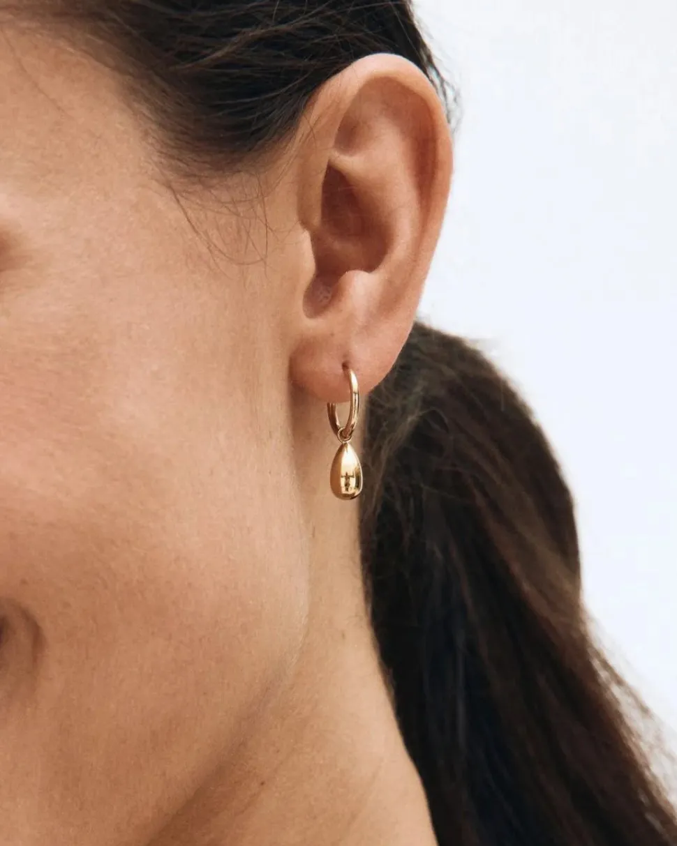 Edblad korvakorut Drop Mini Hoops, Gold pleated